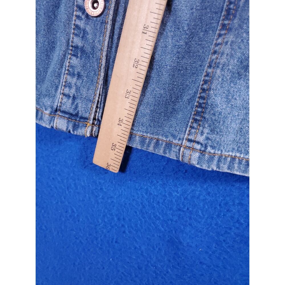 Frye Shirt Dress Women's Small Blue Denim Long Sleeve Button Front Tunic Pockets - Picture 8 of 15